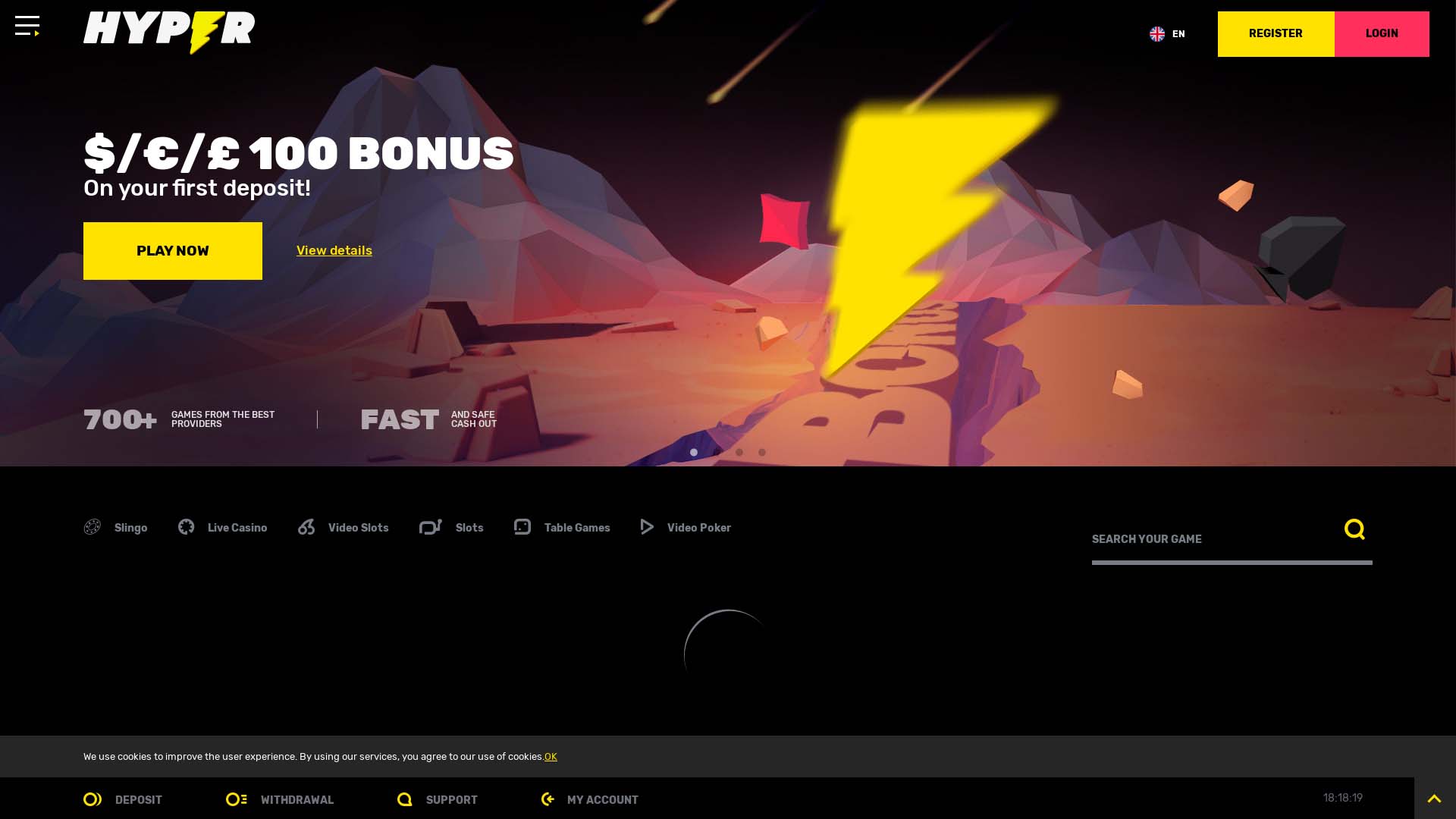 Screenshot of Hyper Casino taken in 2025