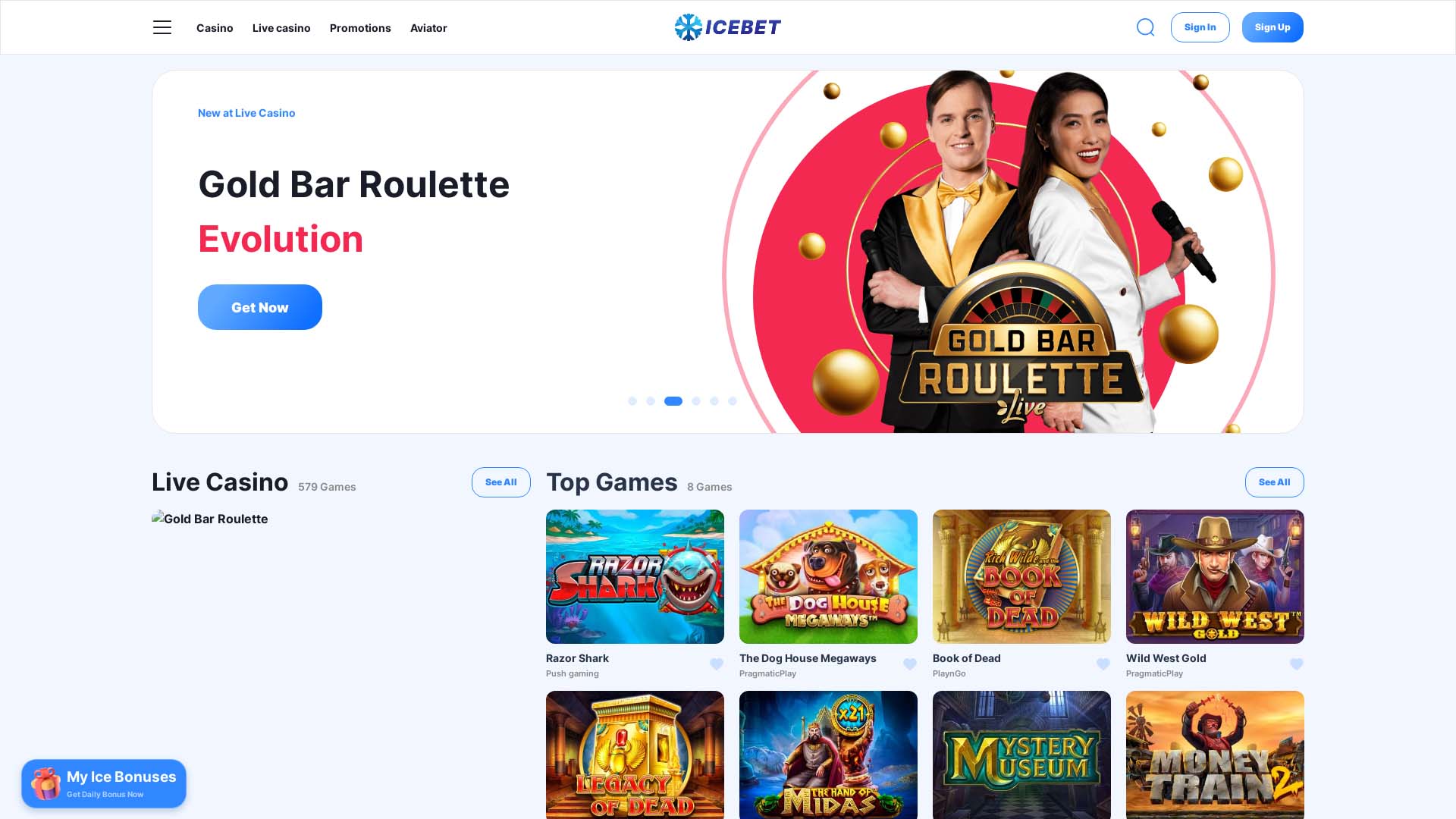 Screenshot of IceBet Casino taken in 2025