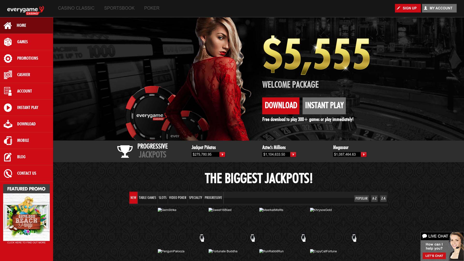 Screenshot of Intertops Casino taken in 2025