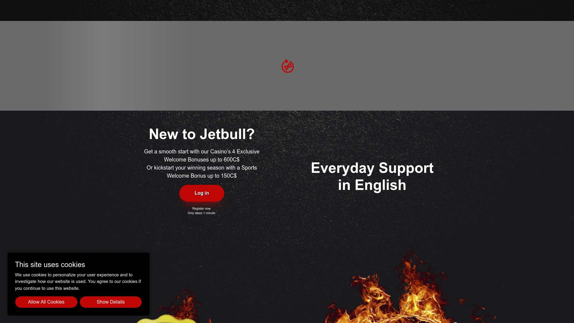 Screenshot of Jetbull Casino taken in 2025