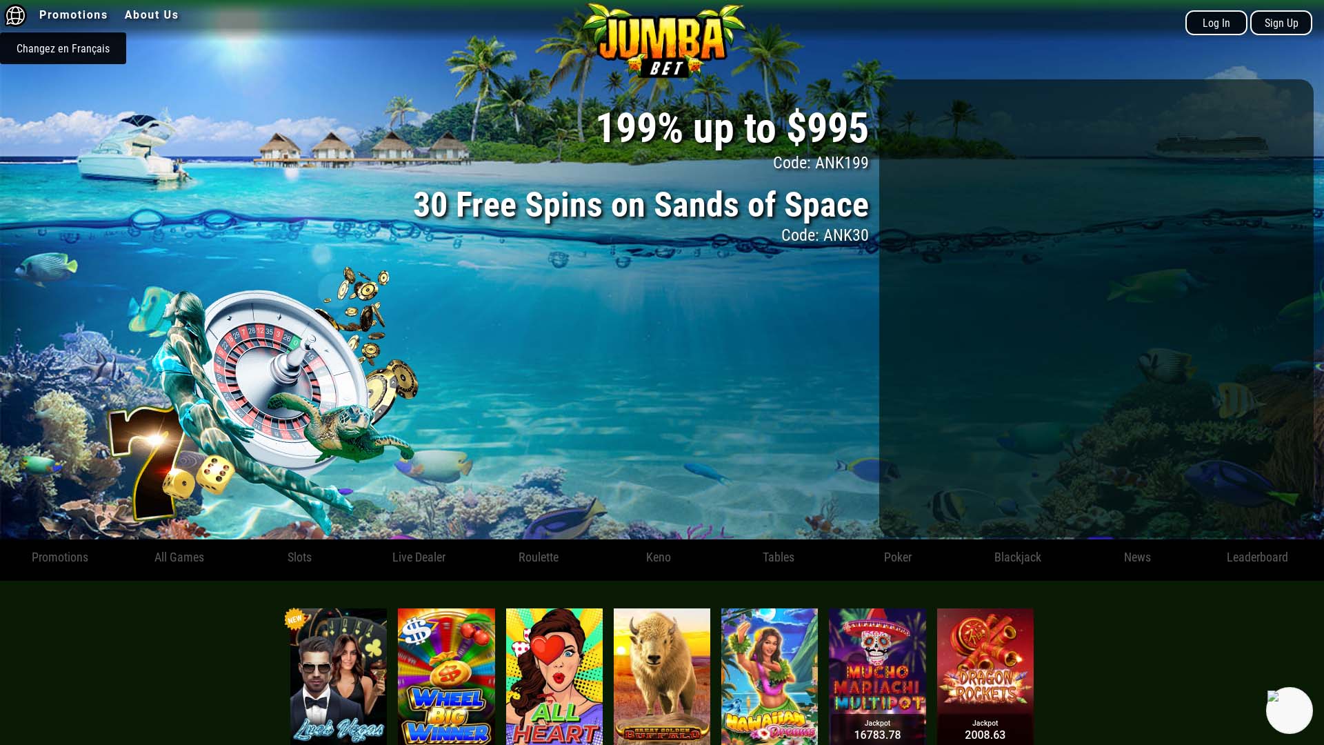 Screenshot of Jumba Bet Casino taken in 2025