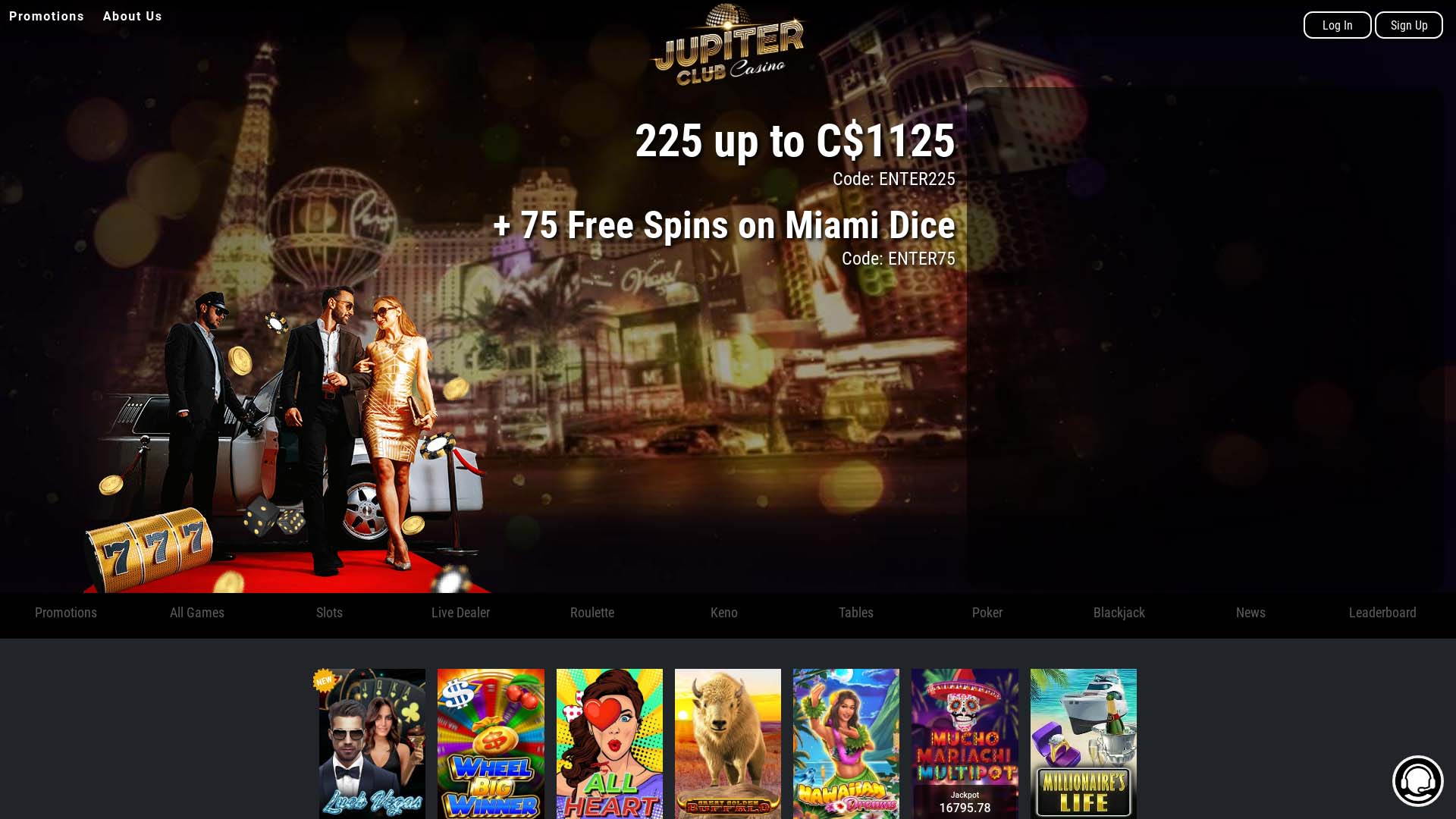 Screenshot of Jupiter Club Casino taken in 2025