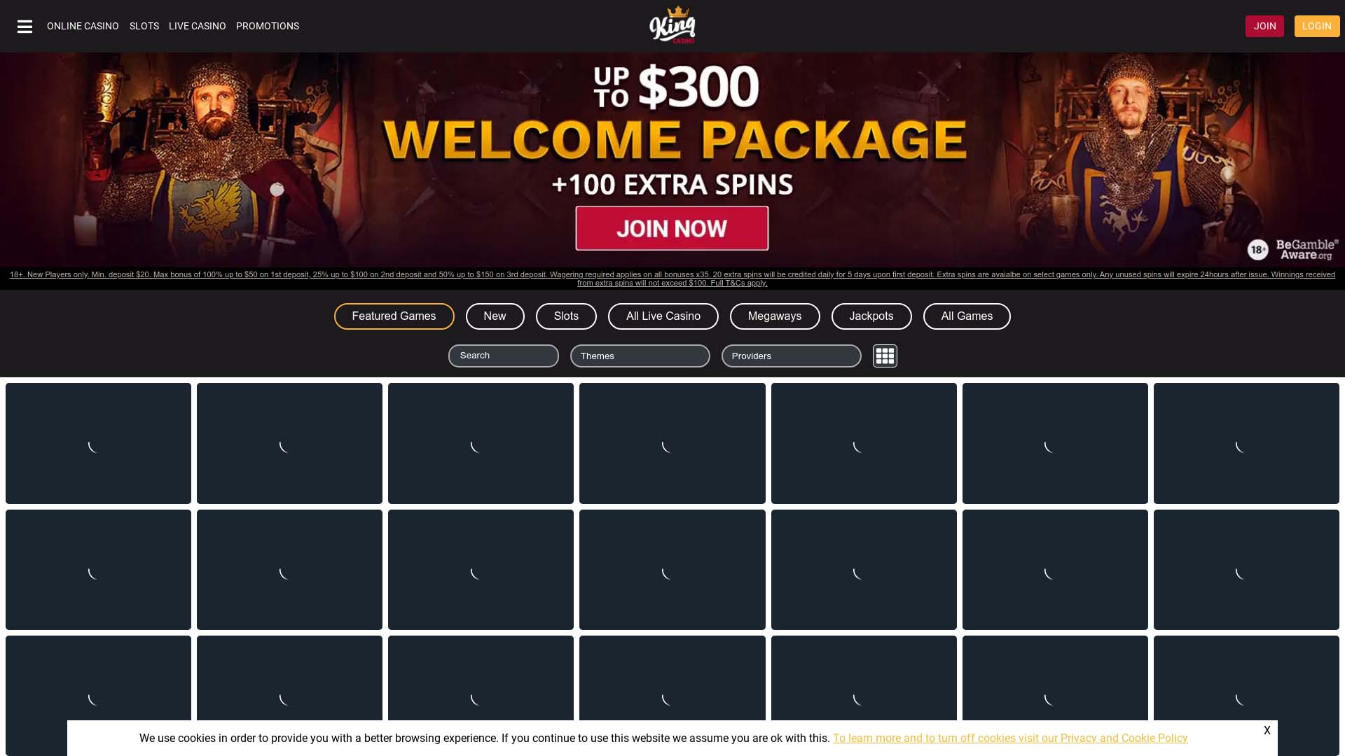 Screenshot of King Casino taken in 2025