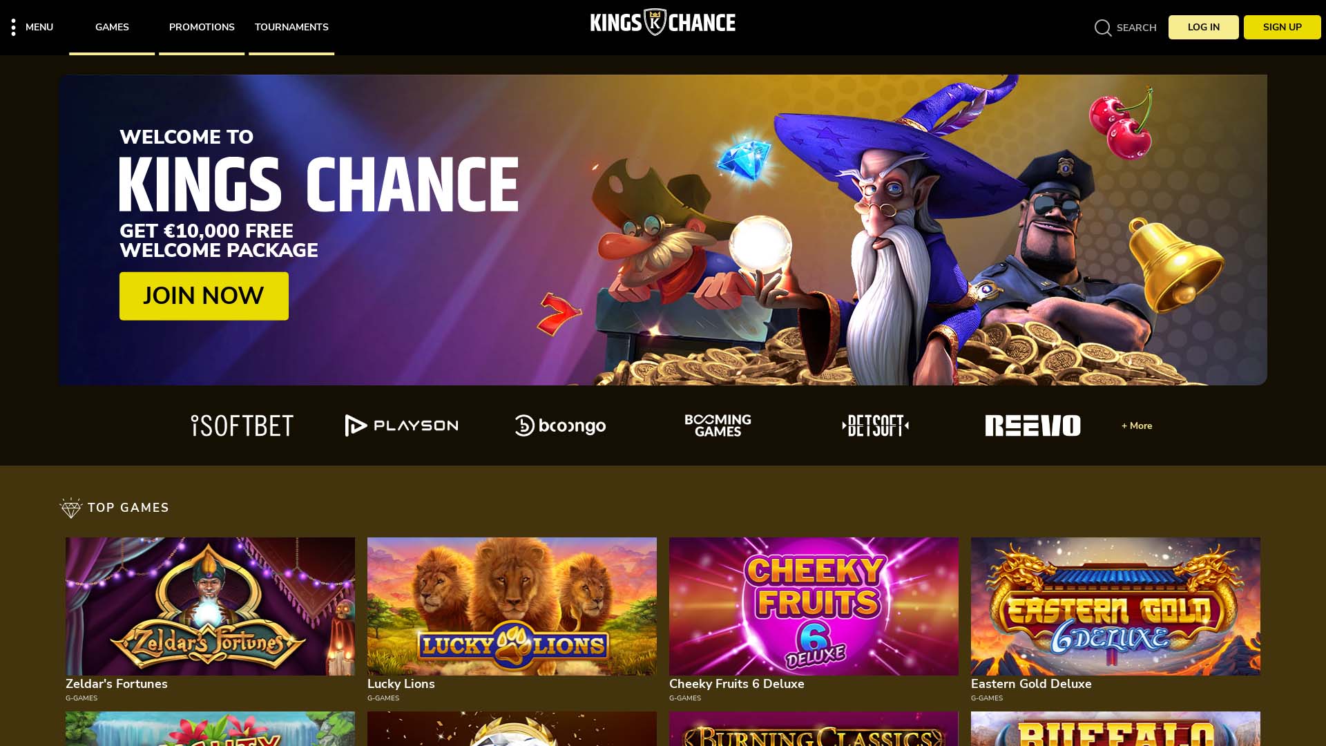 Screenshot of Kings Chance Casino taken in 2025 Screenshot of Kings Chance Casino taken in 2025