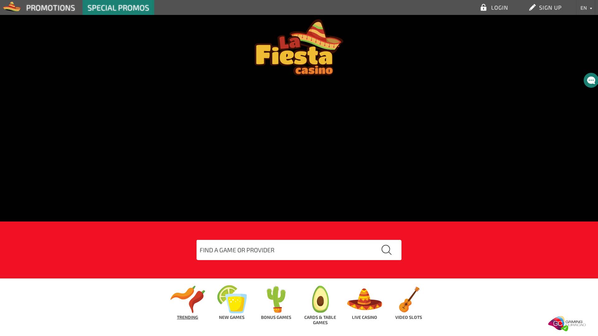 Screenshot of La Fiesta Casino taken in 2025