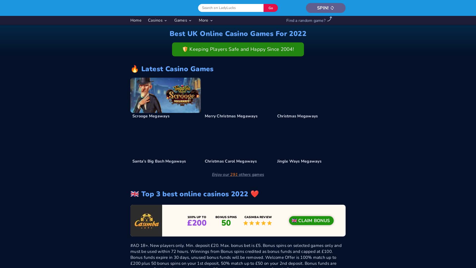Screenshot of LadyLucks Casino taken in 2025 Screenshot of LadyLucks Casino taken in 2025