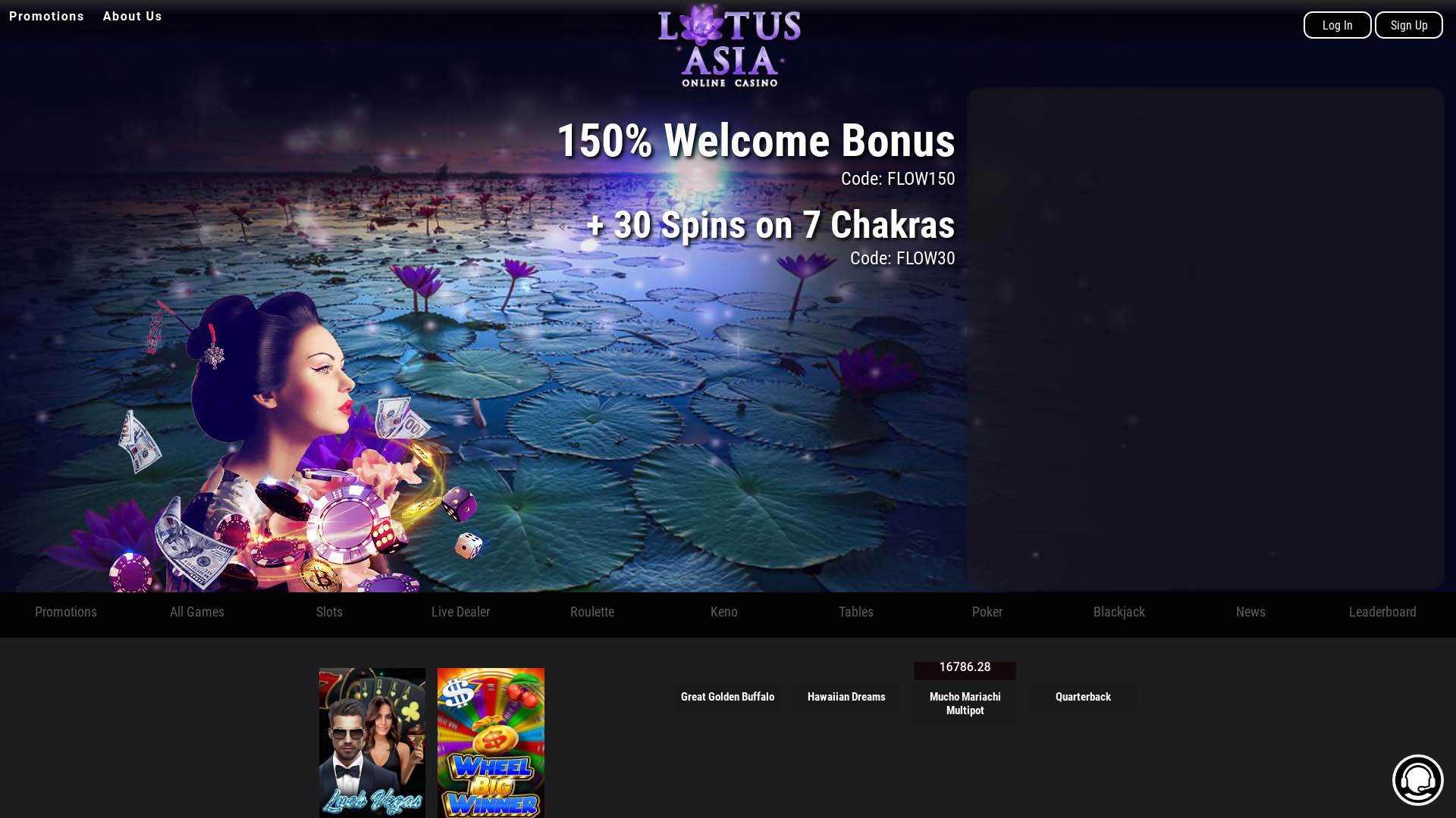 Screenshot of Lotus Asia Casino taken in 2025