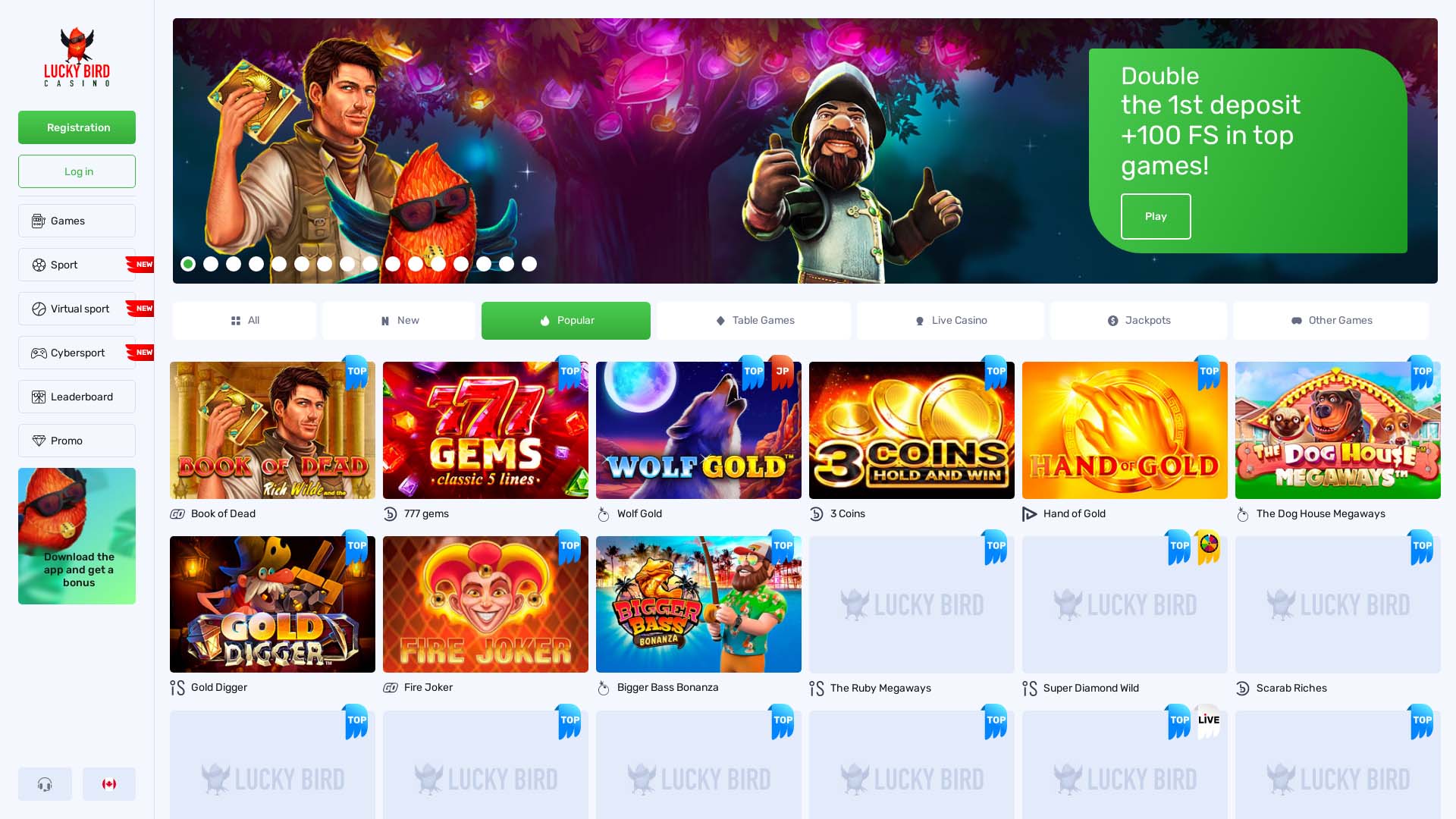 Screenshot of Lucky Bird Casino taken in 2025