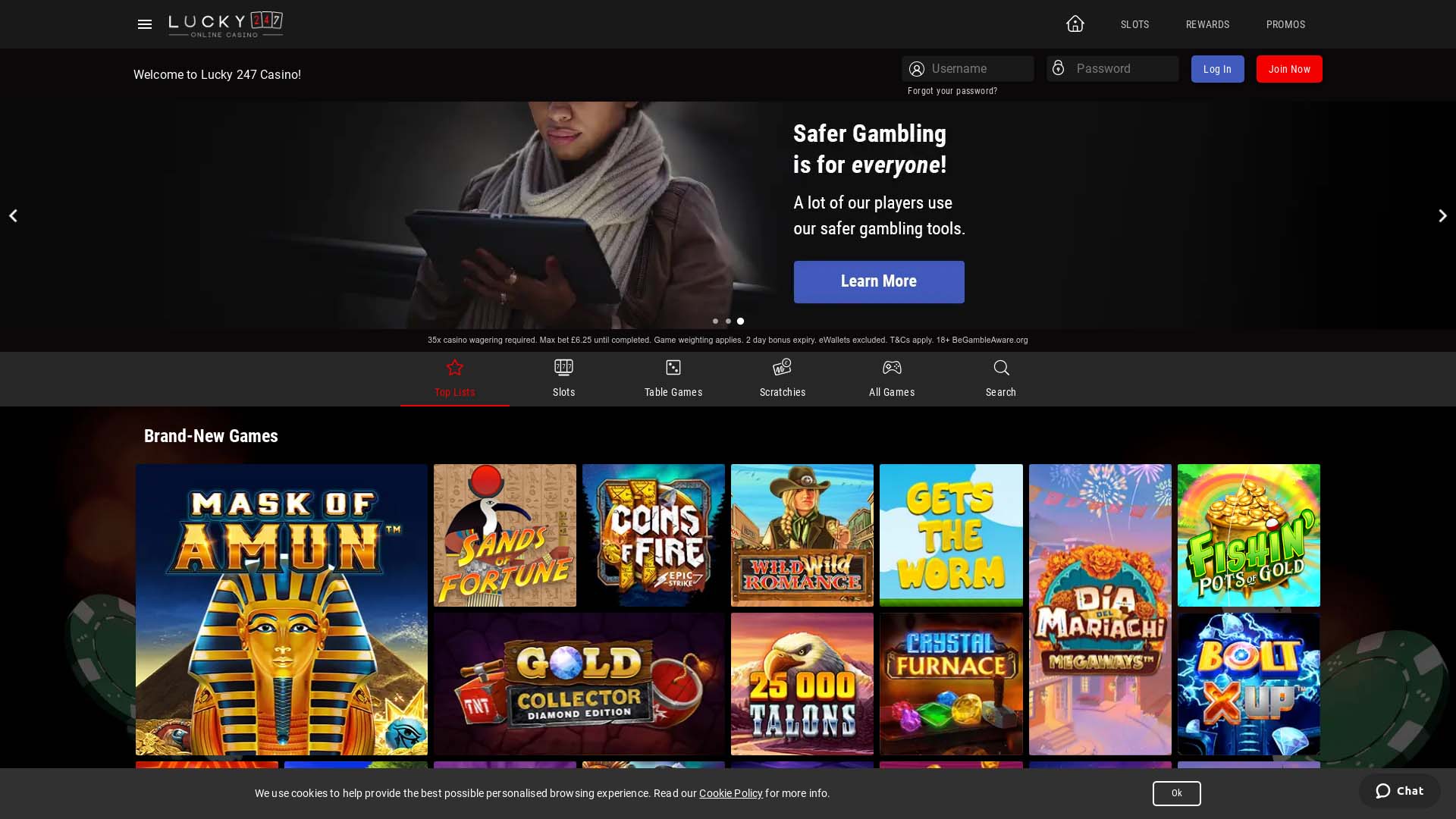 Screenshot of Lucky247 Casino taken in 2025