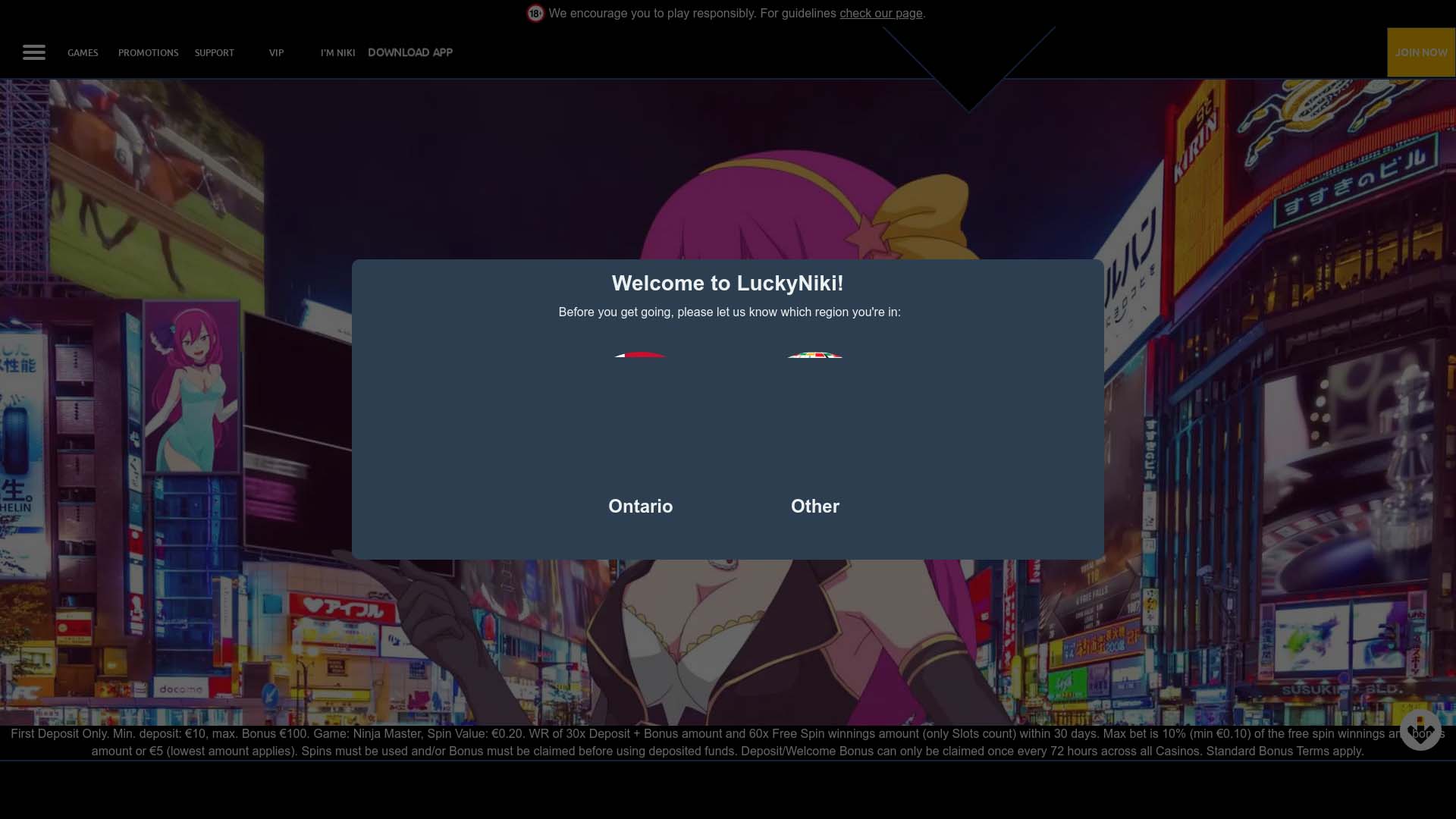 Screenshot of LuckyNiki Casino taken in 2025 Screenshot of LuckyNiki Casino taken in 2025