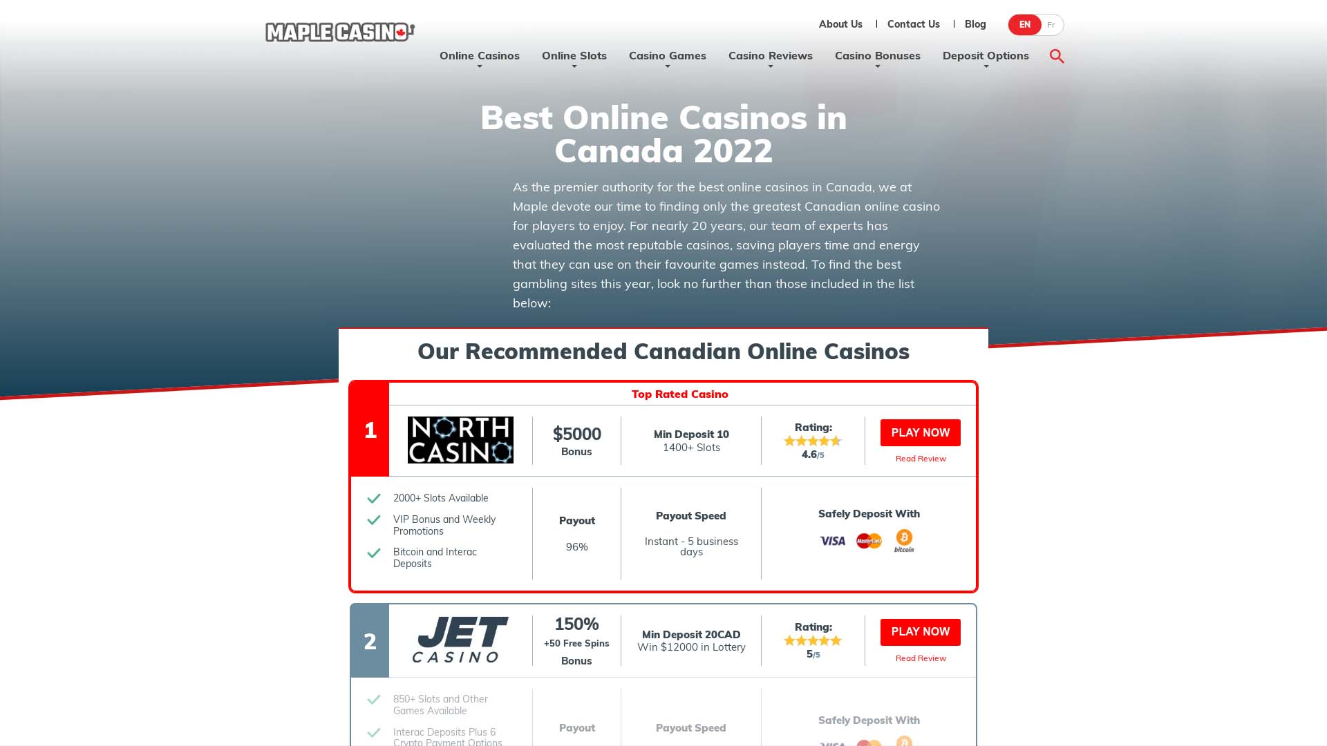 Screenshot of Maple Casino taken in 2025 Screenshot of Maple Casino taken in 2025