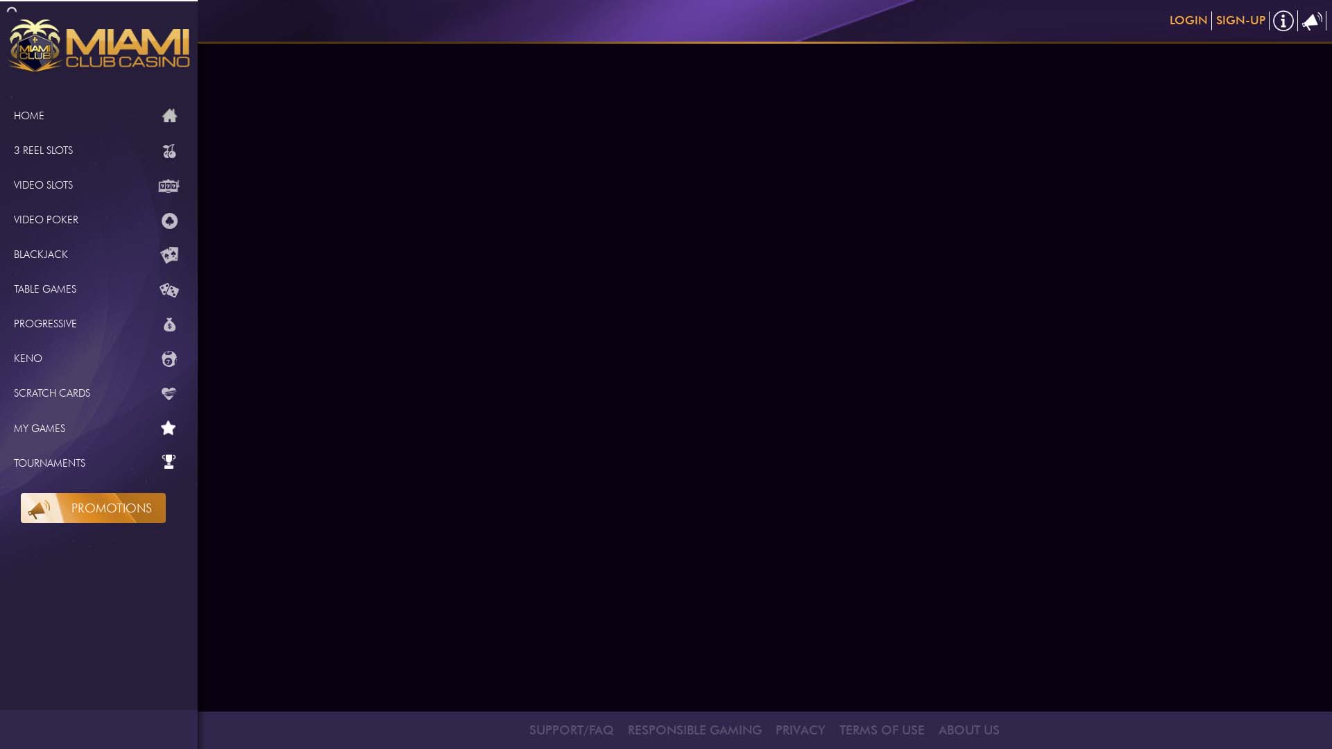 Screenshot of Miami Club Casino taken in 2025