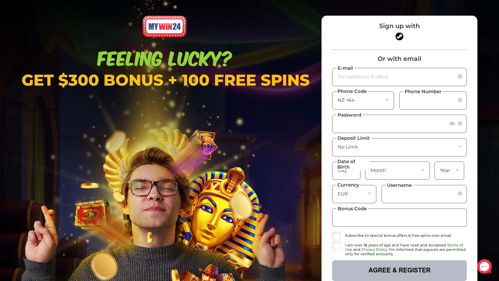 Screenshot of MyWin24 Casino taken in 2025 Screenshot of MyWin24 Casino taken in 2025