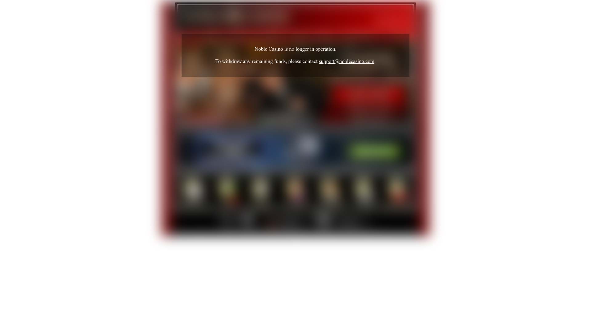 Screenshot of Noble Casino taken in 2025 Screenshot of Noble Casino taken in 2025