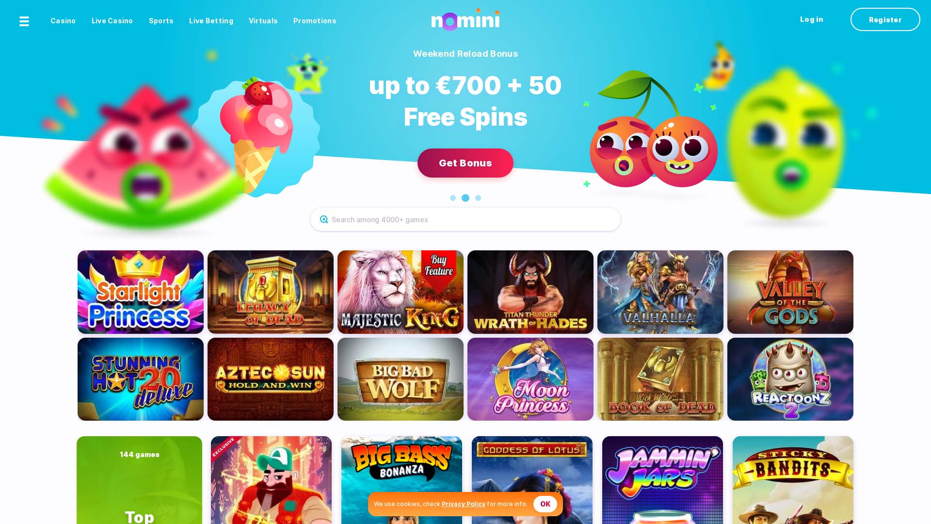 Screenshot of Nomini Casino taken in 2025