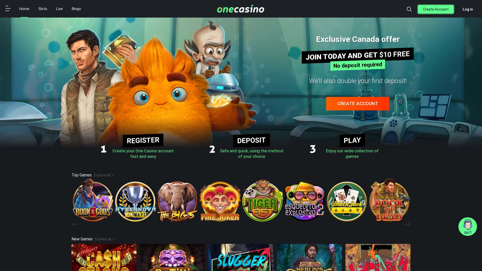 Screenshot of One Casino taken in 2025