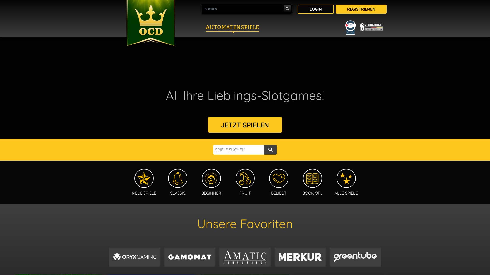 Screenshot of OnlineCasino Deutschland taken in 2025