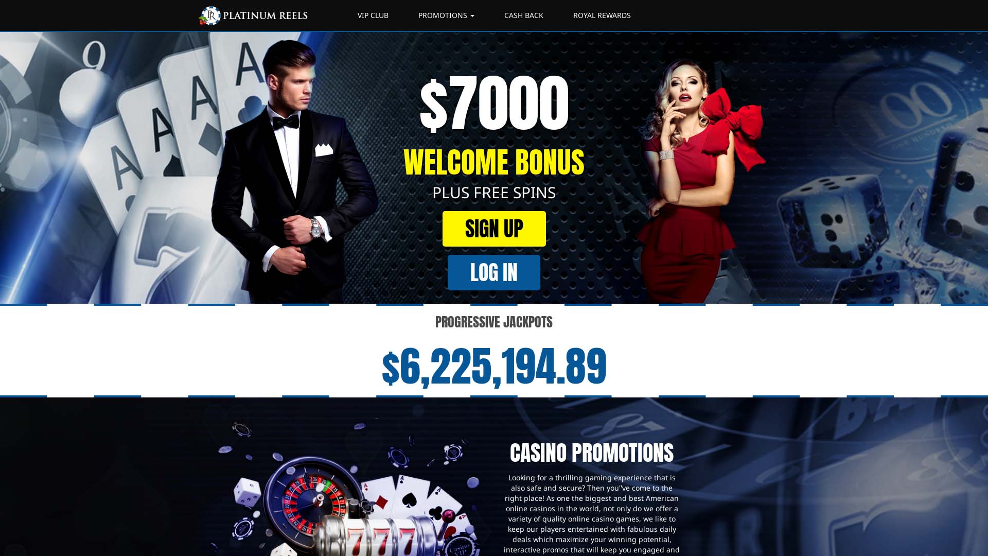 Screenshot of Platinum Reels Casino taken in 2025