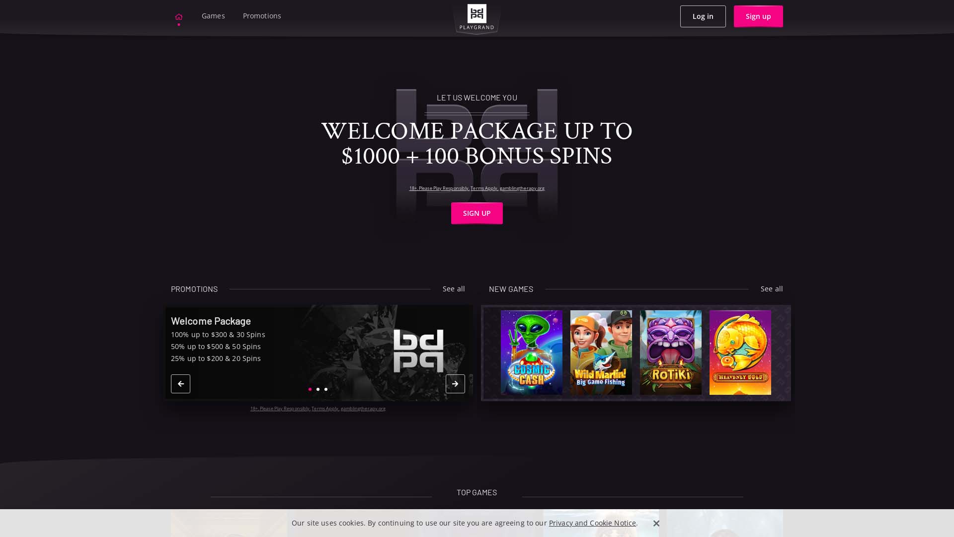 Screenshot of PlayGrand Casino taken in 2025