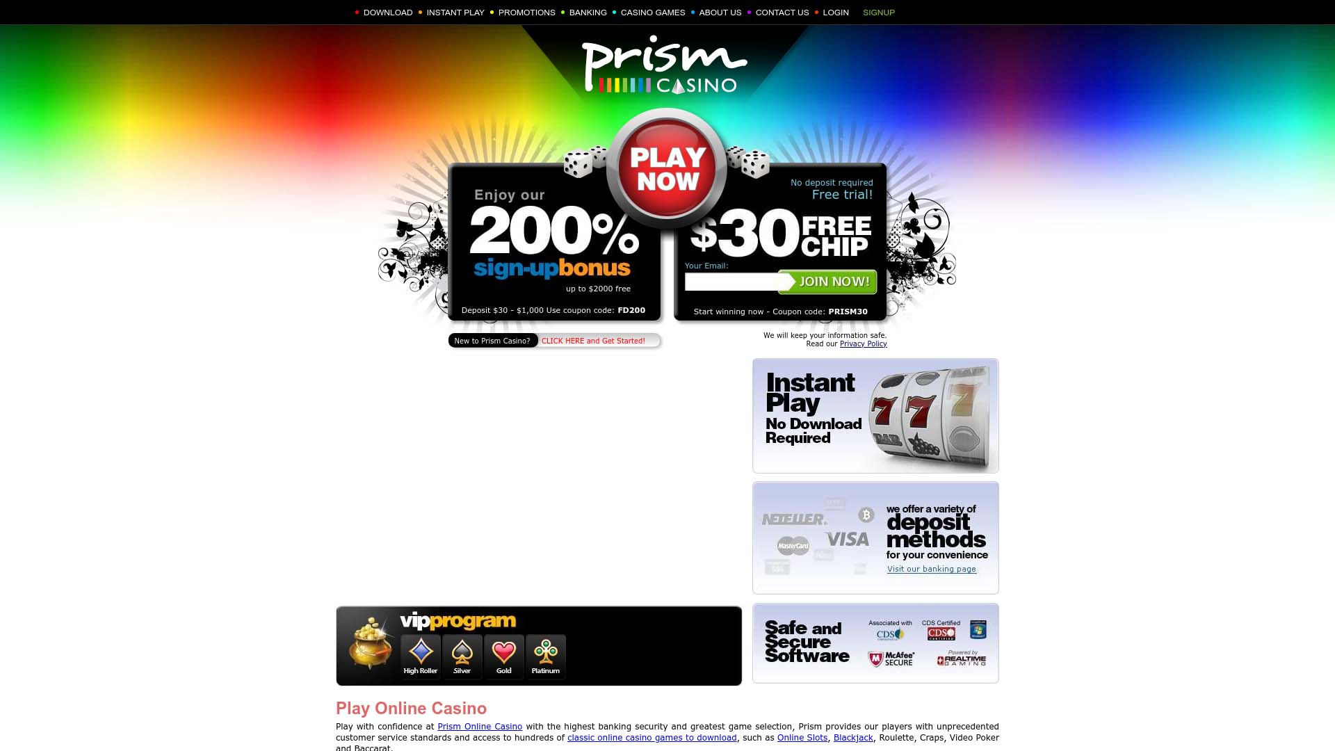 Screenshot of Prism Casino taken in 2025