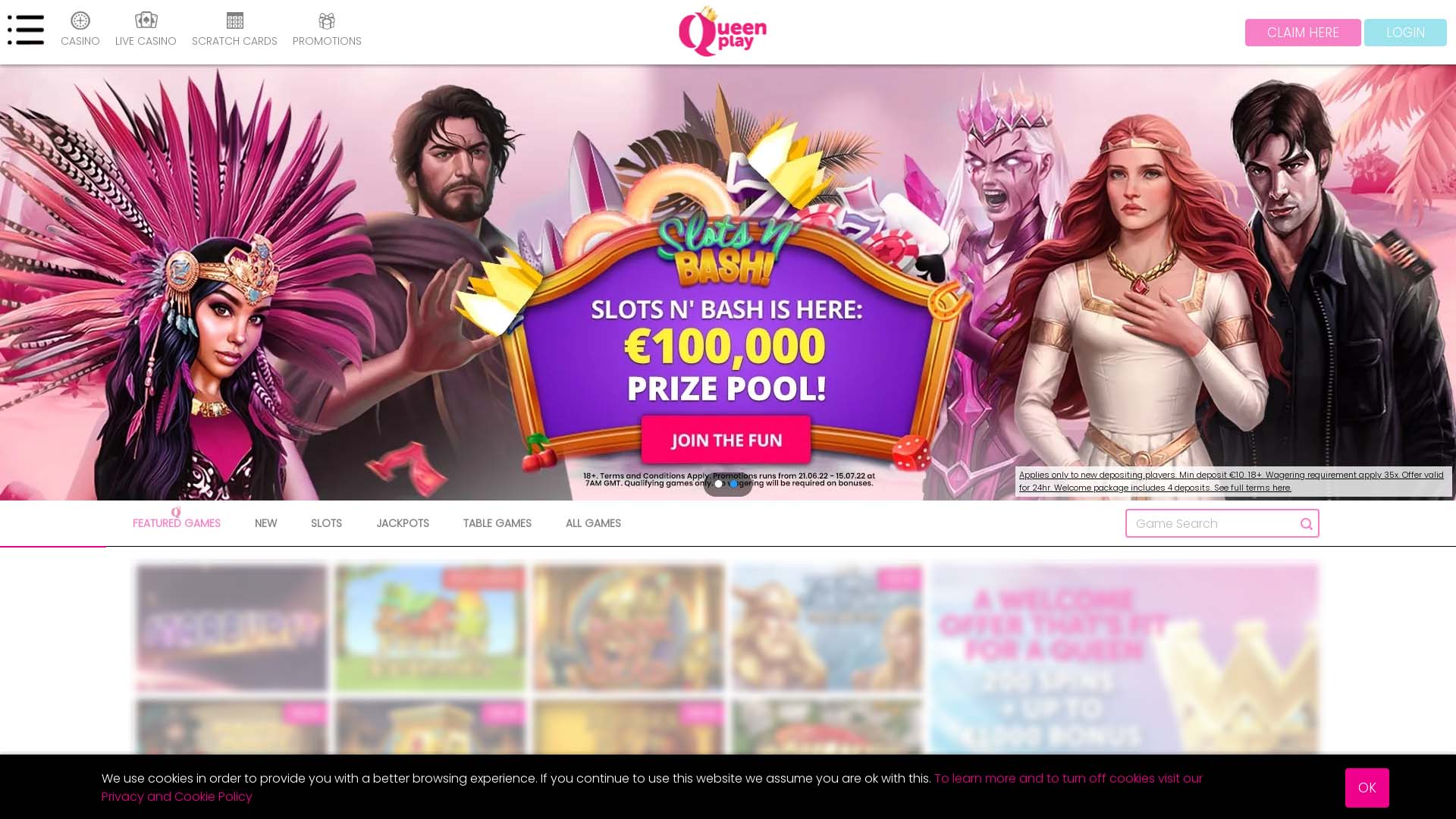 Screenshot of Queenplay Casino taken in 2025 Screenshot of Queenplay Casino taken in 2025