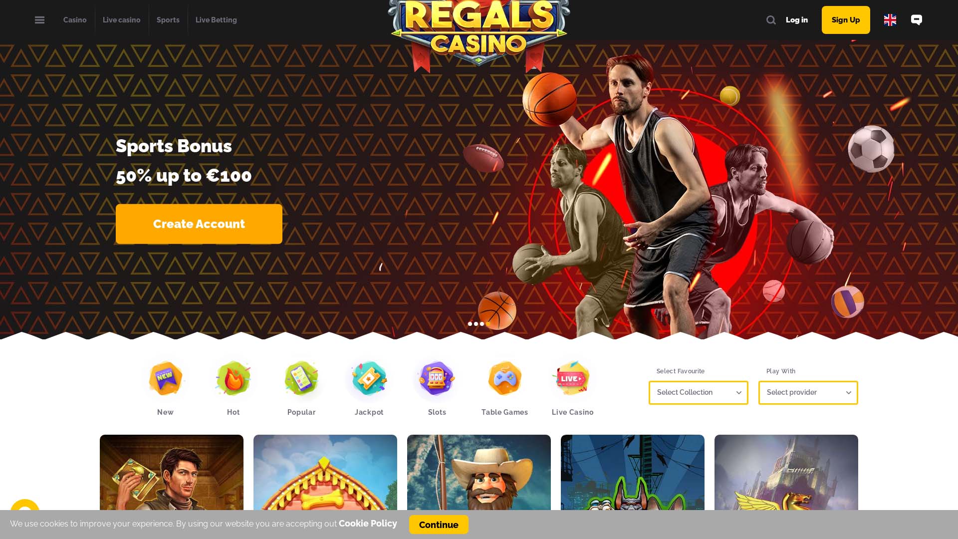 Screenshot of Regals Casino taken in 2025 Screenshot of Regals Casino taken in 2025