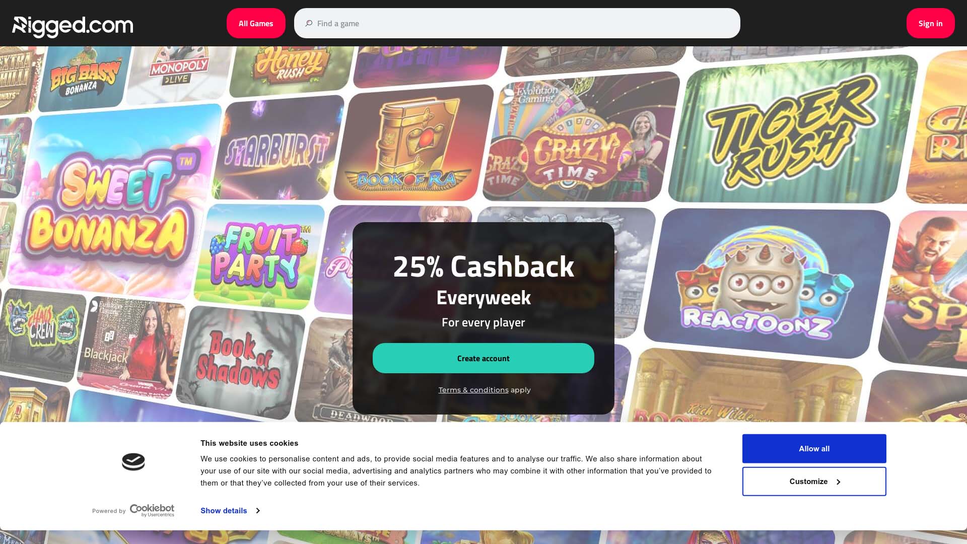 Screenshot of Rigged Casino taken in 2025