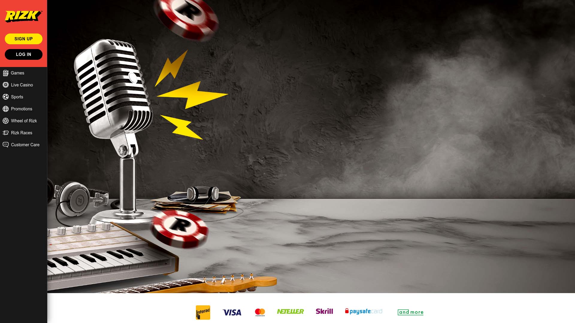 Screenshot of Rizk Casino taken in 2025