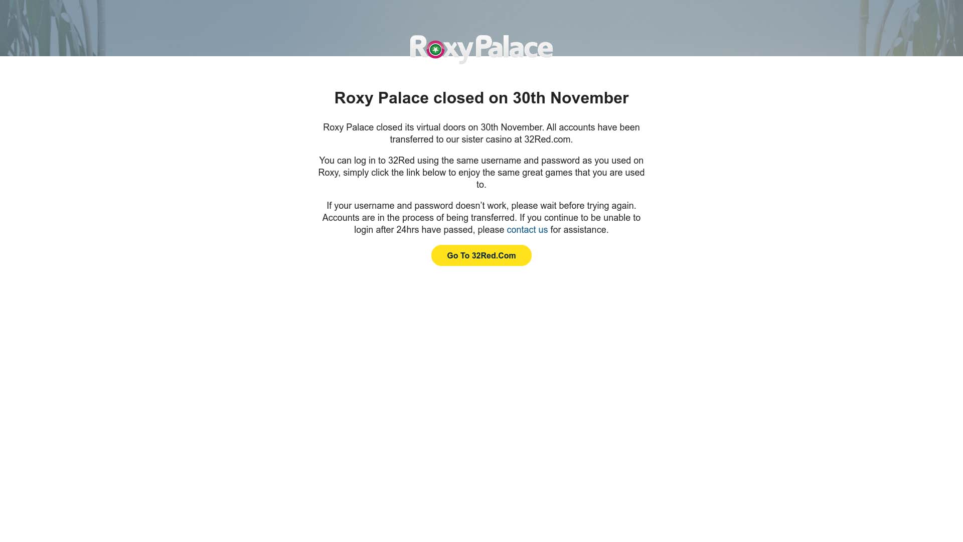 Screenshot of Roxy Palace Casino taken in 2025 Screenshot of Roxy Palace Casino taken in 2025