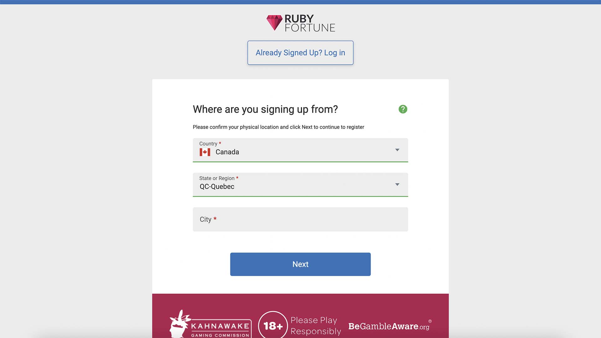 Ruby Fortune Casino Registration