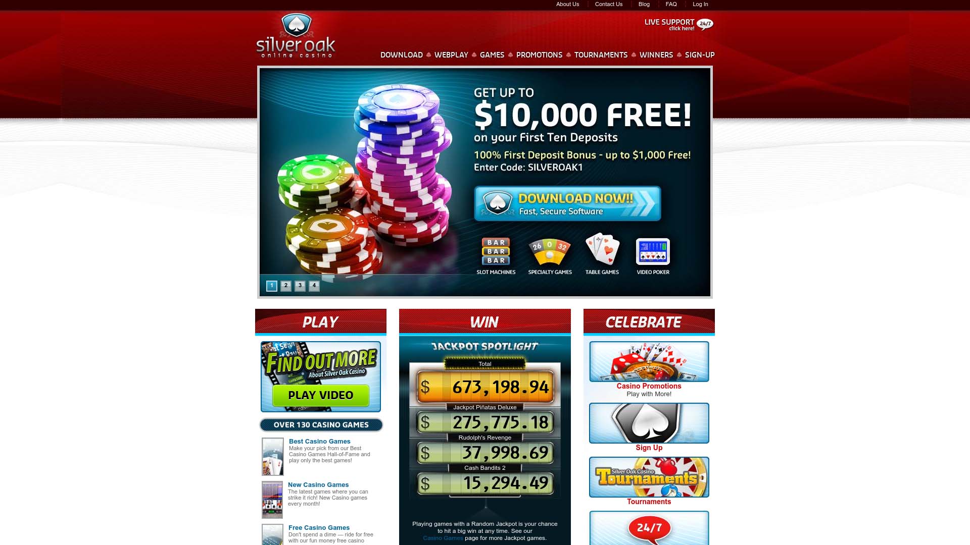 Screenshot of Silver Oak Casino taken in 2025 Screenshot of Silver Oak Casino taken in 2025