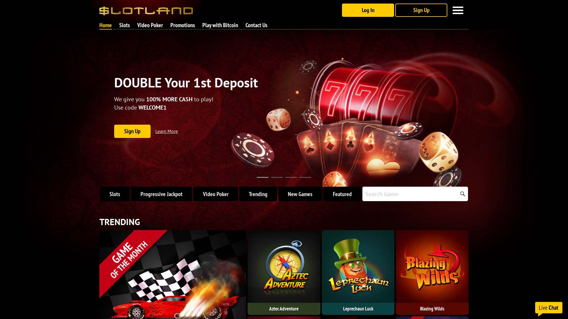 Screenshot of Slotland Casino taken in 2025