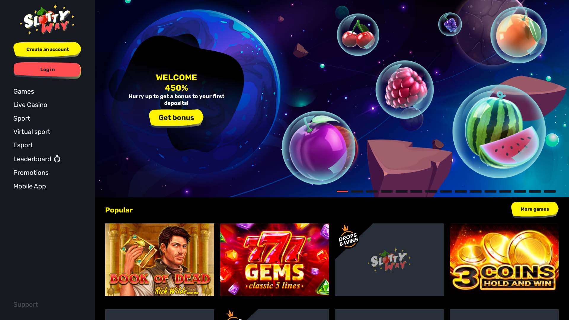 Screenshot of Slottyway Casino taken in 2025 Screenshot of Slottyway Casino taken in 2025