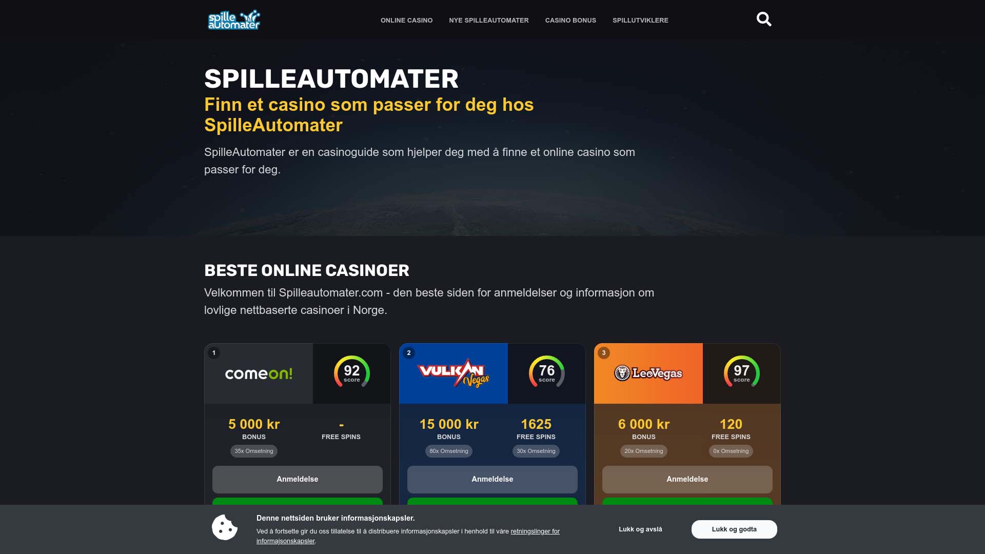 Screenshot of SpilleAutomater taken in 2025