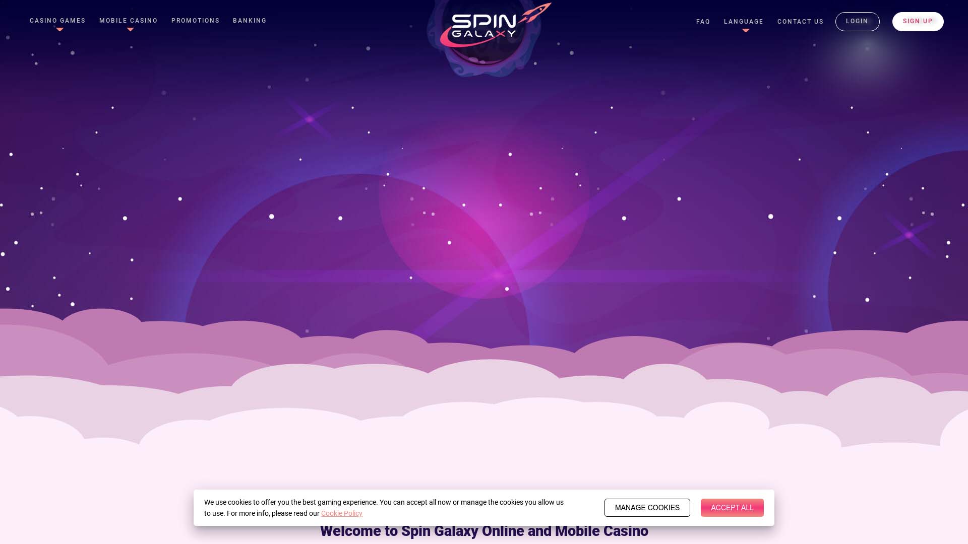 Screenshot of Spin Galaxy Casino taken in 2025 Screenshot of Spin Galaxy Casino taken in 2025