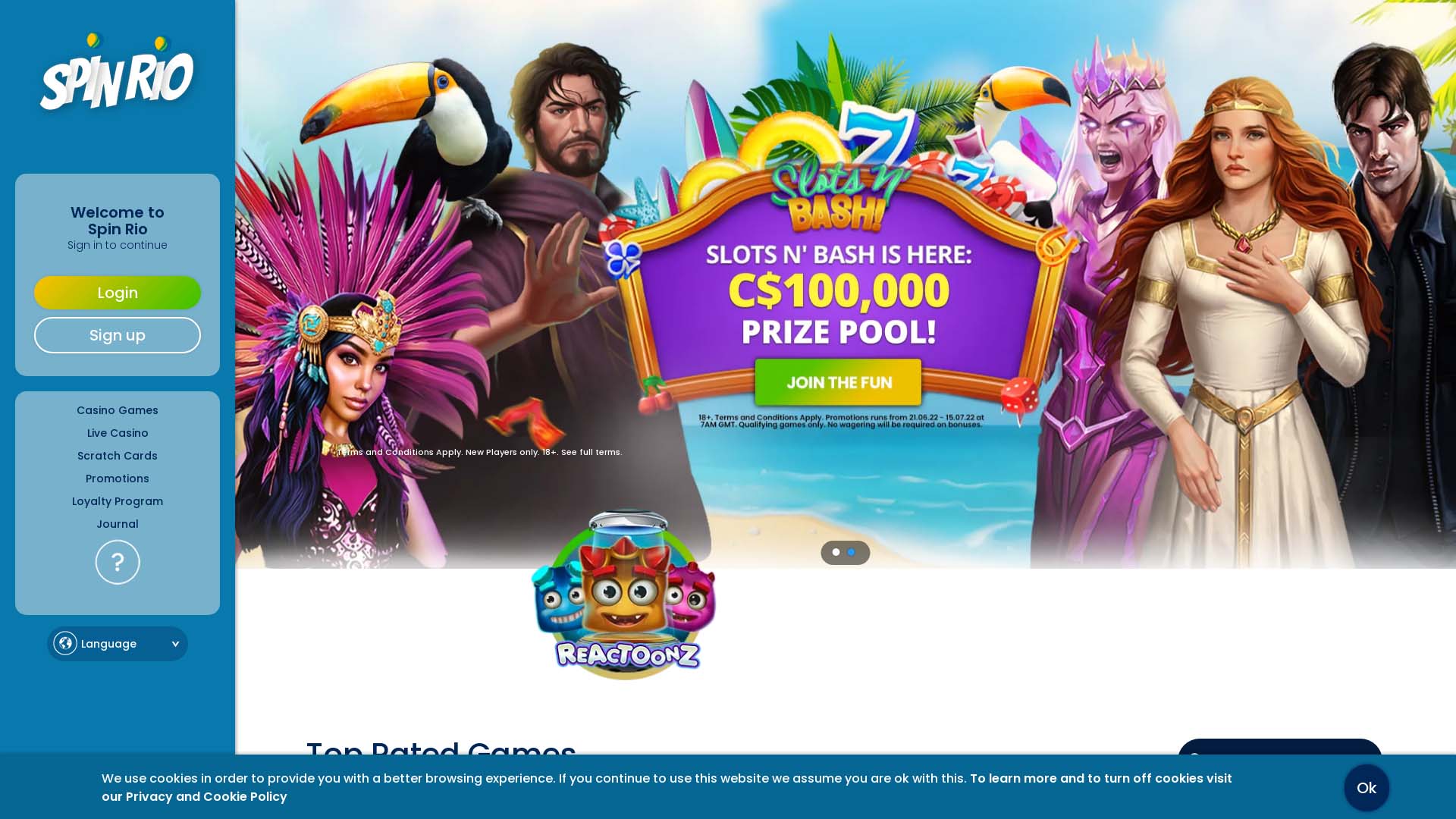 Screenshot of Spin Rio Casino taken in 2025