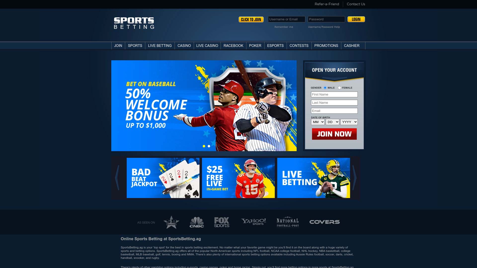 Screenshot of Sports Betting Casino taken in 2025