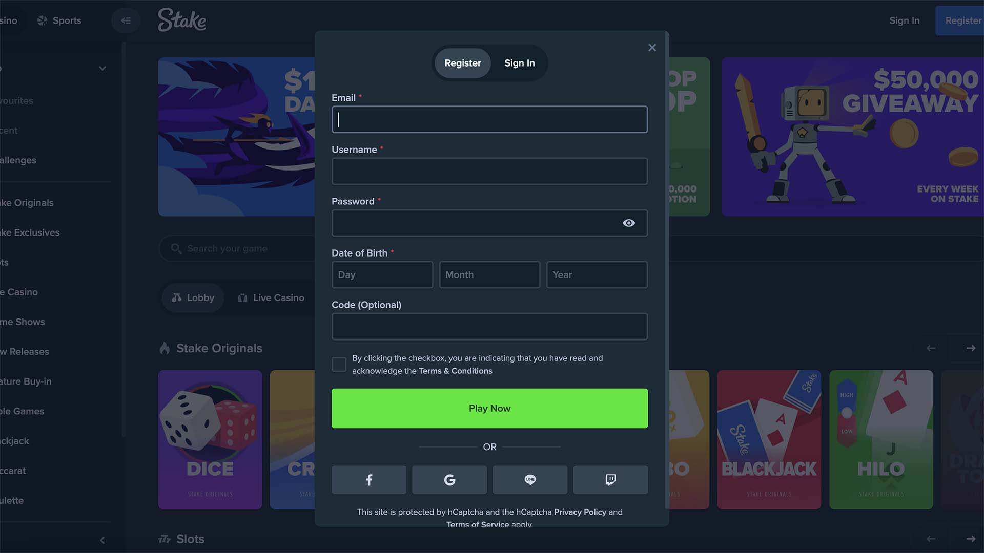 Stake Casino Registration