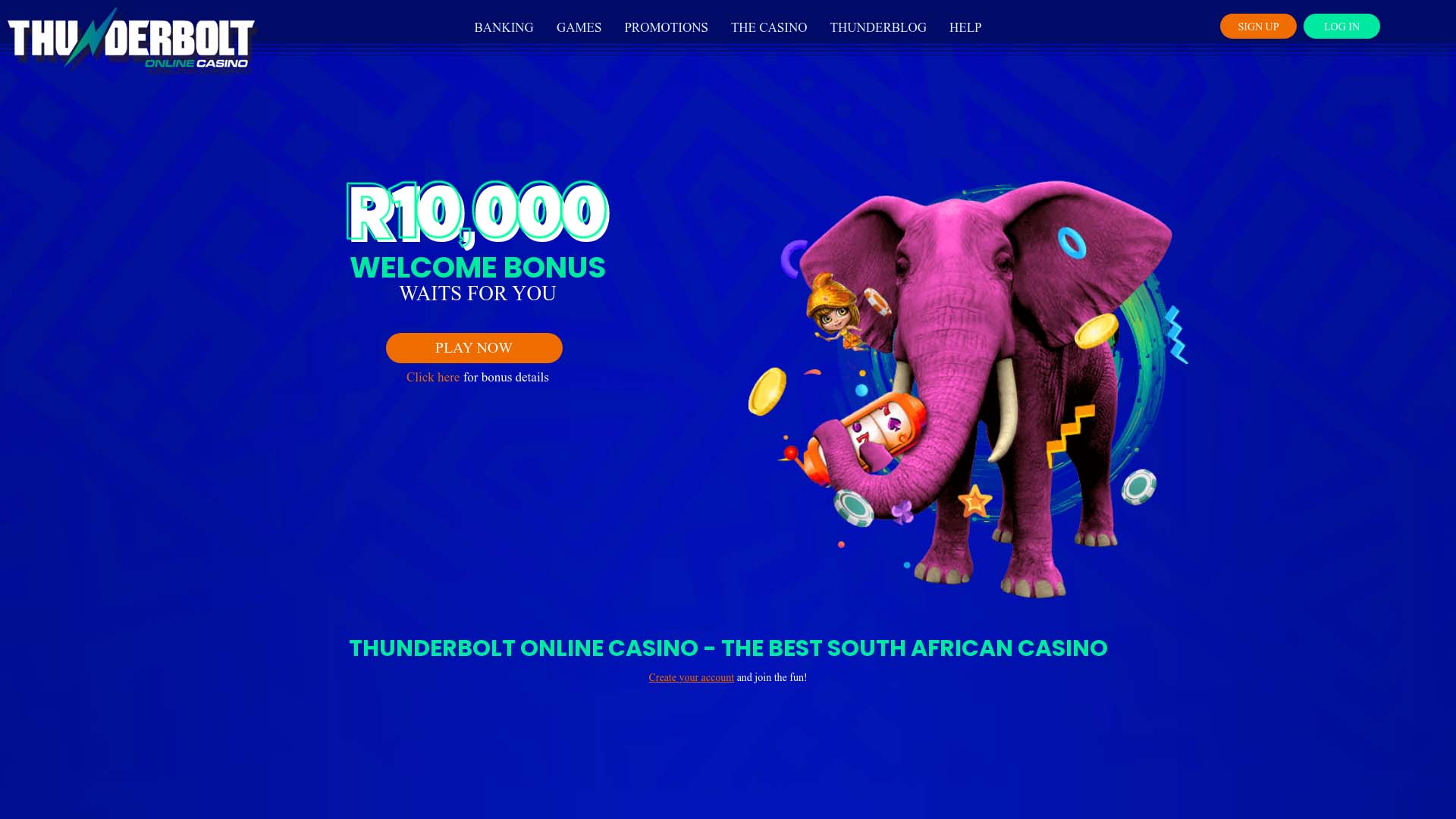 Screenshot of Thunderbolt Casino taken in 2025
