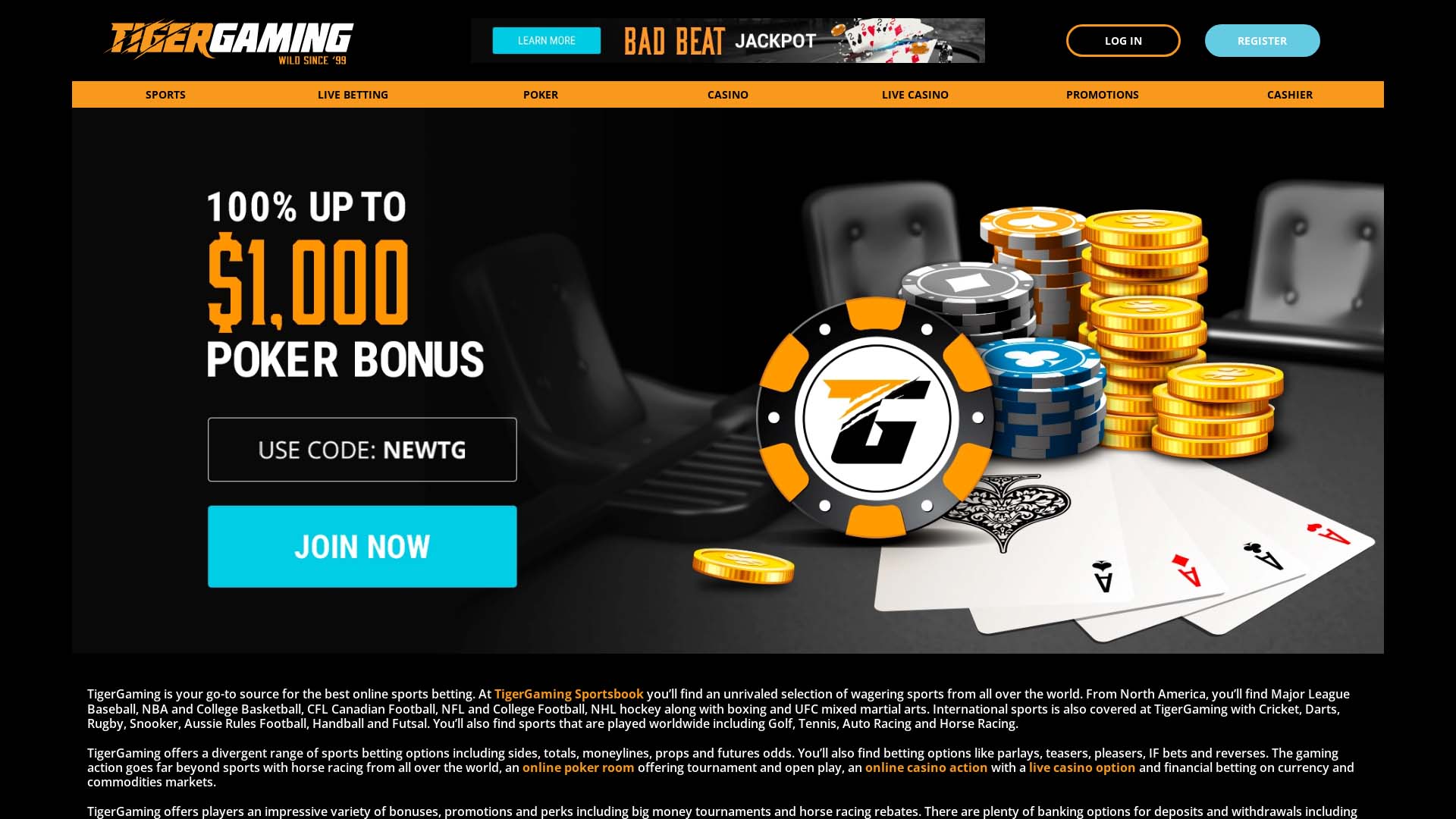 Screenshot of Tiger Gaming taken in 2025