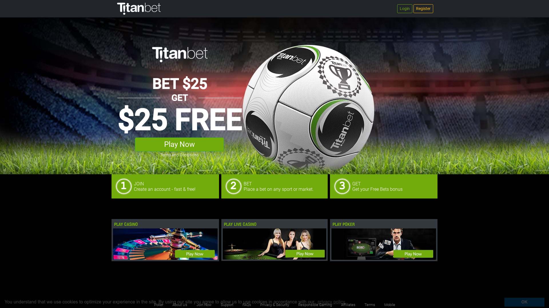 Screenshot of Titan Casino taken in 2025 Screenshot of Titan Casino taken in 2025