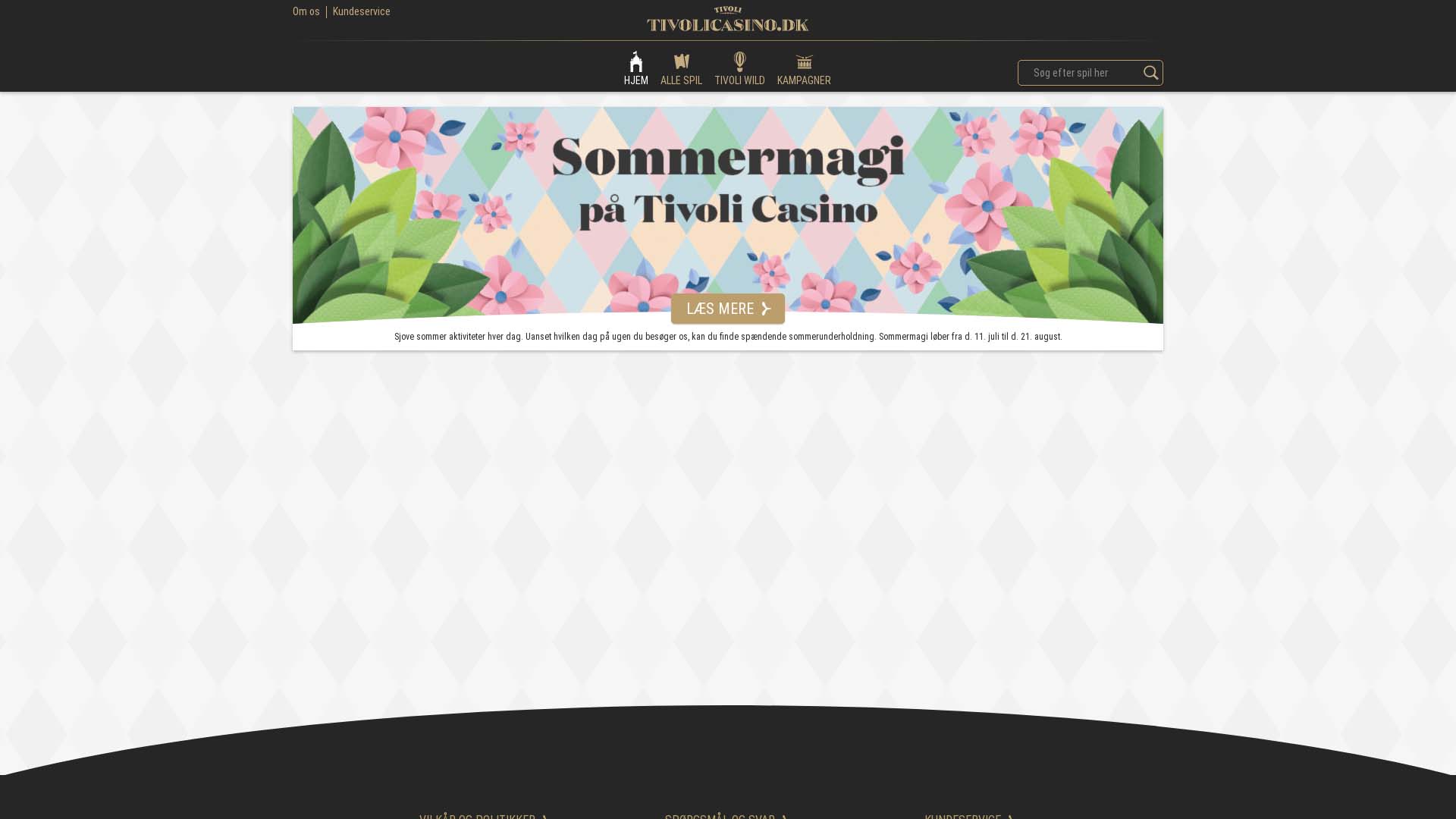 Screenshot of Tivoli Casino taken in 2025