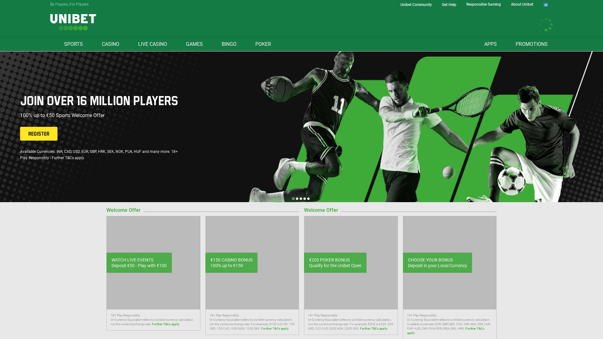 Screenshot of Unibet Casino taken in 2025