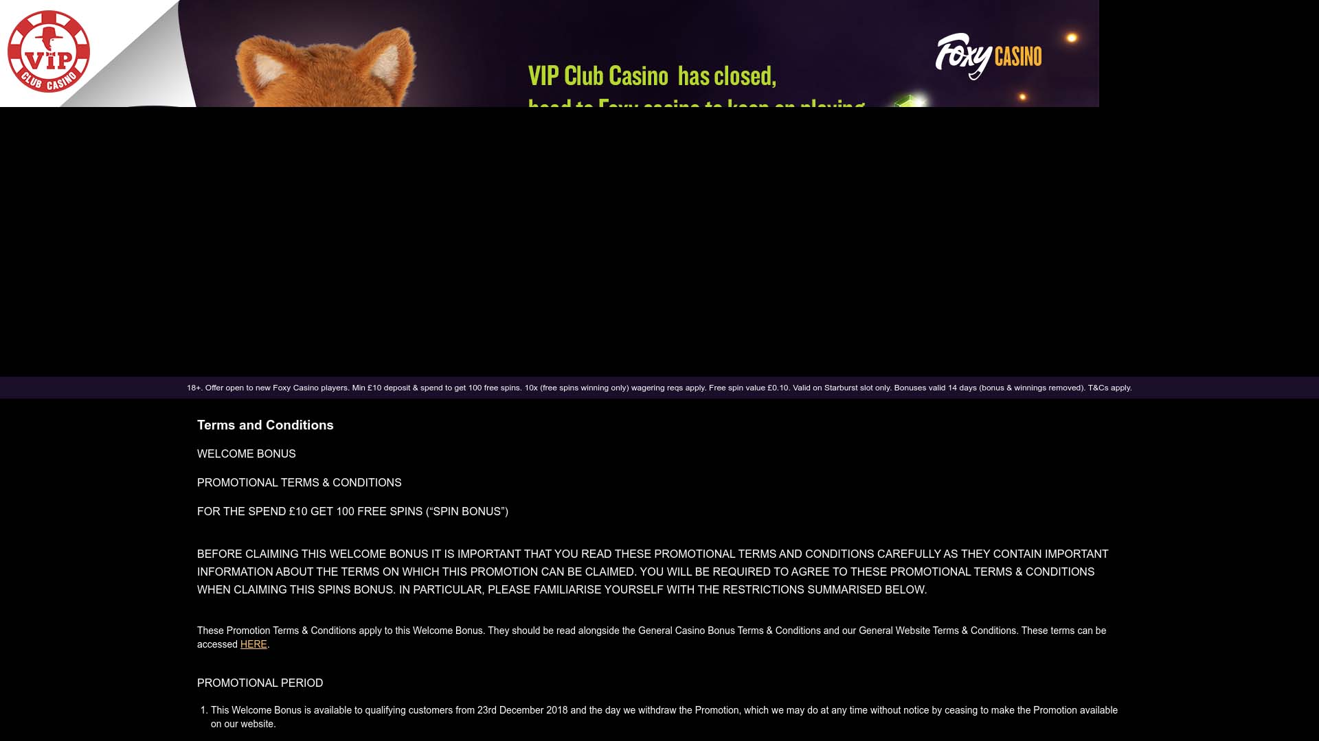 Screenshot of Vip Casino Club taken in 2025