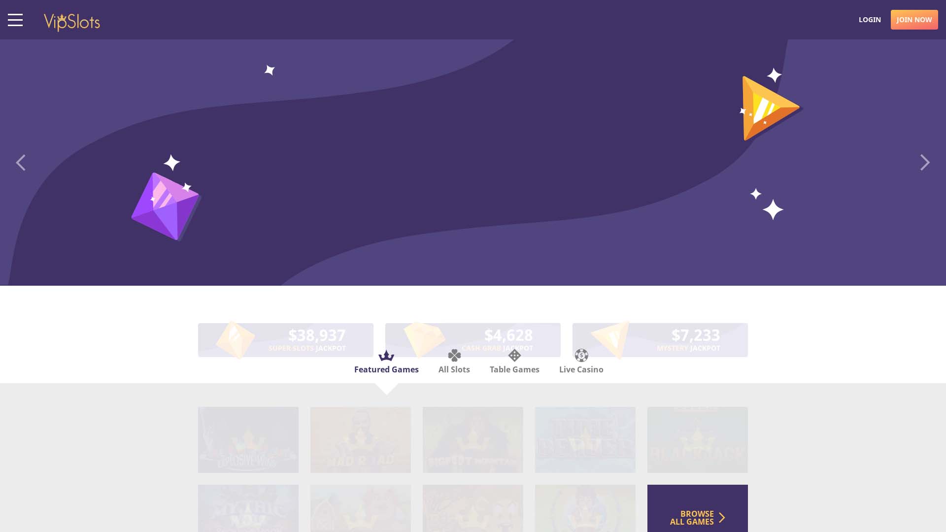 Screenshot of VipSlots taken in 2025