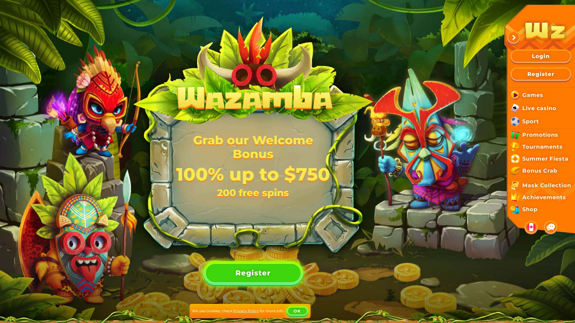 Screenshot of Wazamba Casino taken in 2025 Screenshot of Wazamba Casino taken in 2025