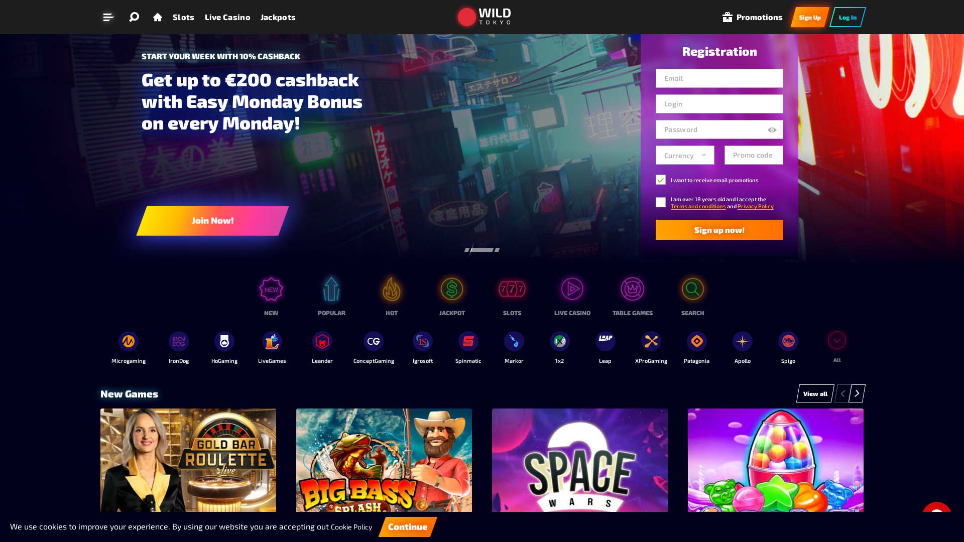 Screenshot of Wild Tokyo Casino taken in 2025 Screenshot of Wild Tokyo Casino taken in 2025