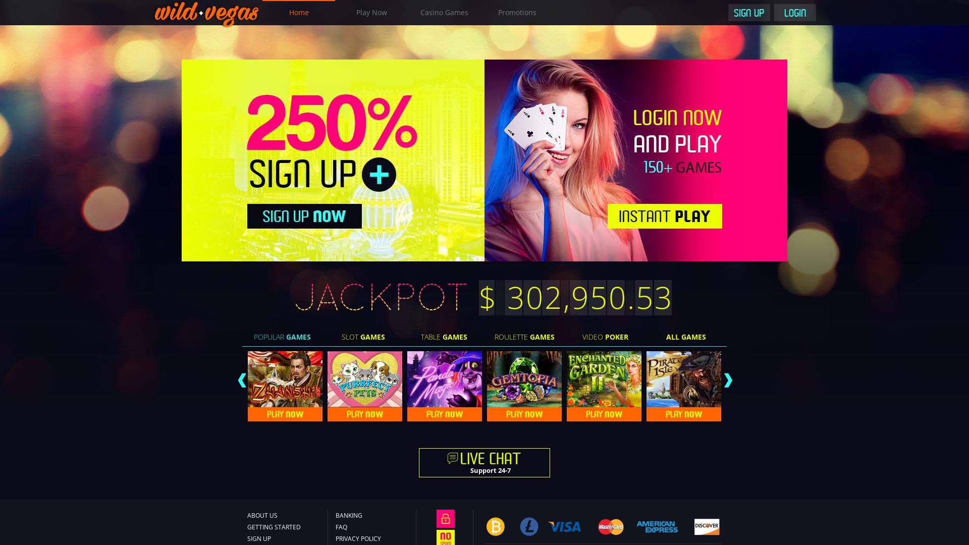 Screenshot of Wild Vegas Casino taken in 2025