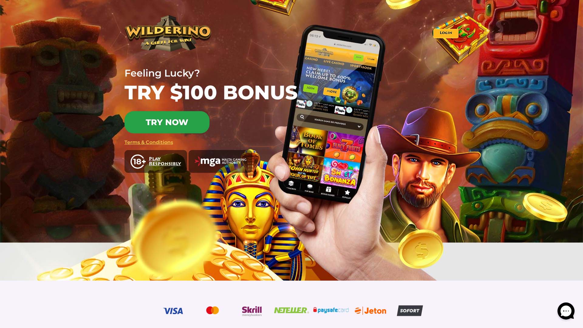 Screenshot of Wilderino Casino taken in 2025