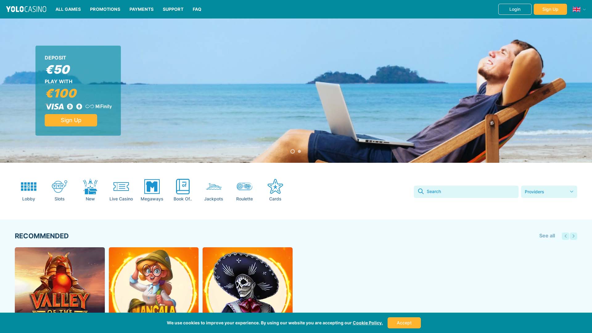 Screenshot of Yolo Casino taken in 2025